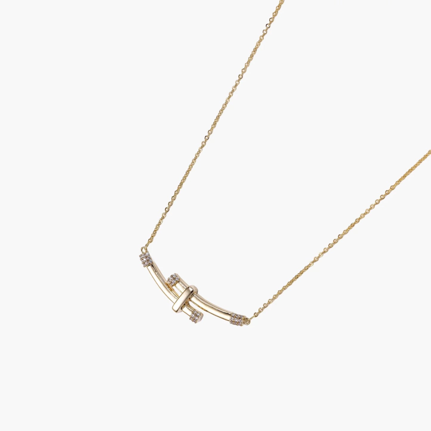 Bamboo Crystal Arc Necklace