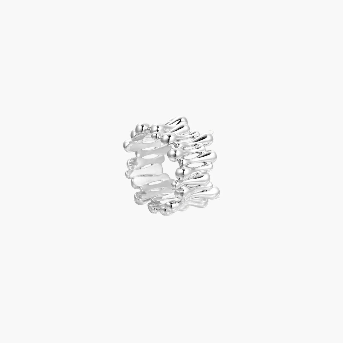 Sculpted Waves White Gold Modern Ring