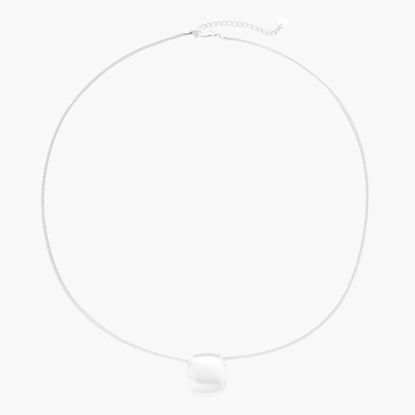 Brushed Silver Disc Necklace