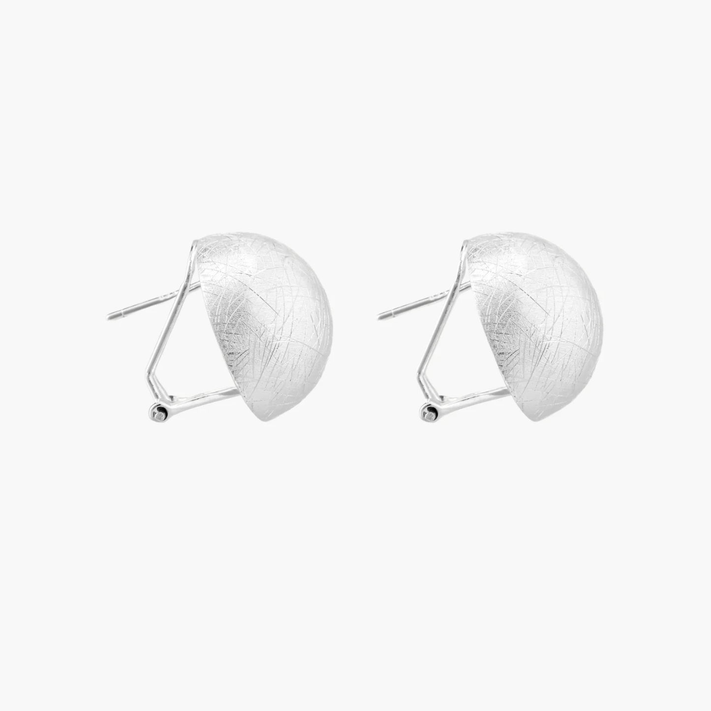 Brushed Silver Dome Earrings