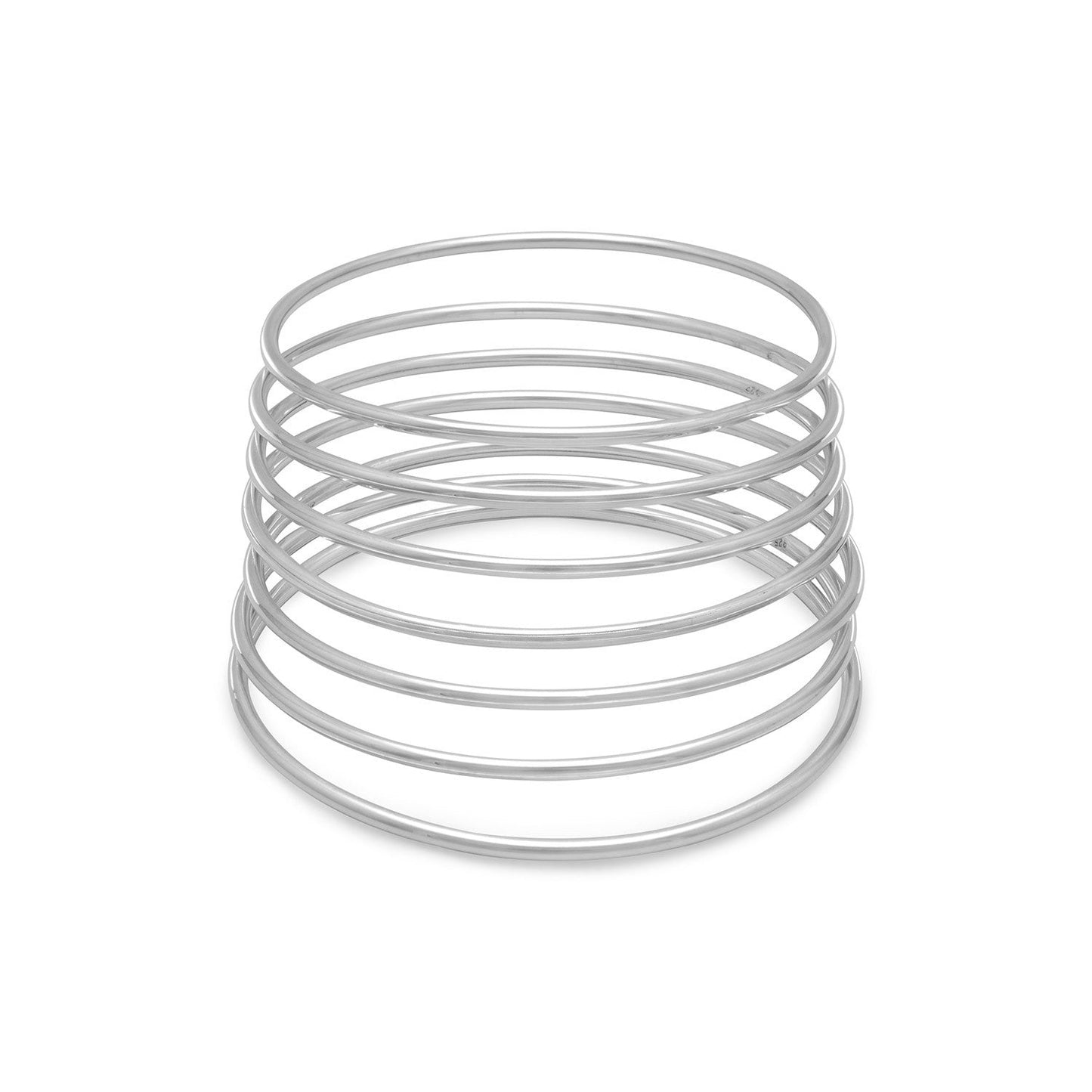 Sterling Silver 7 Piece Set 8" Round Bangles