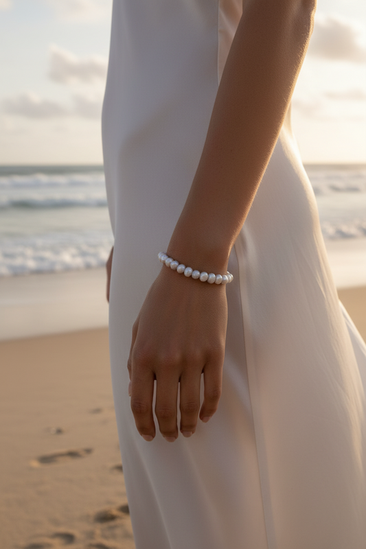 Silver Cultured Freshwater Pearl Stretch Bracelet