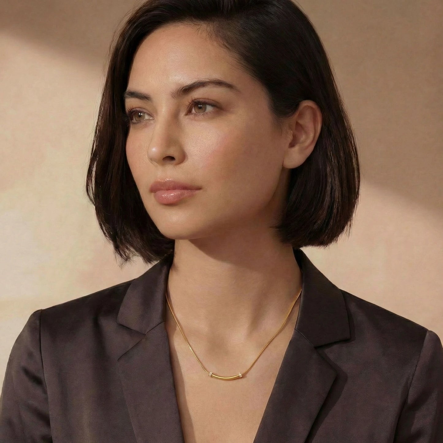 Curved Spark Bar Necklace by Gabriella's Jewels