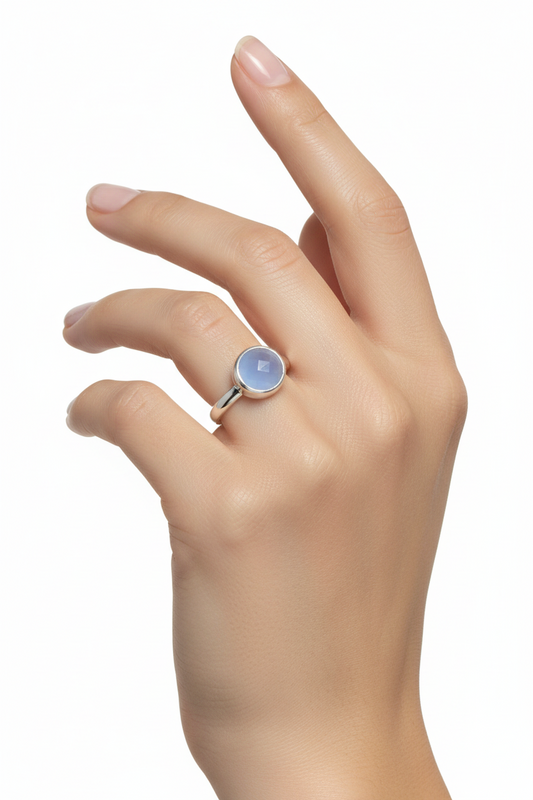Faceted Sterling Silver Chalcedony Ring