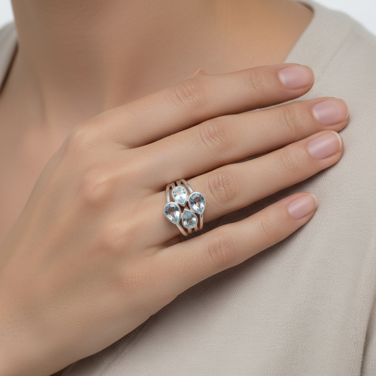 Pear Blue Topaz Ring