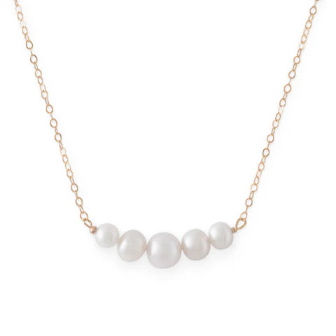 14 Karat Gold Necklace with 5 Cultured Freshwater Pearls