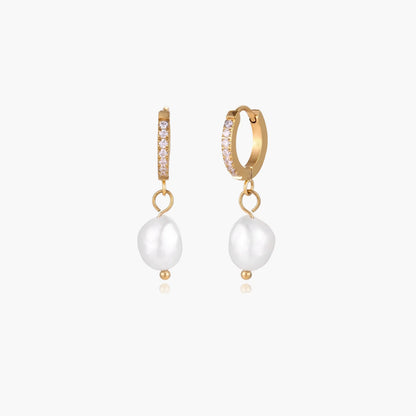 Lola Freshwater Pearl  18K Gold / Stainless Drop Hoops