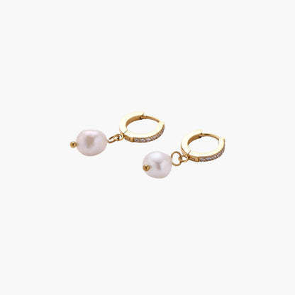Lola Freshwater Pearl  18K Gold / Stainless Drop Hoops