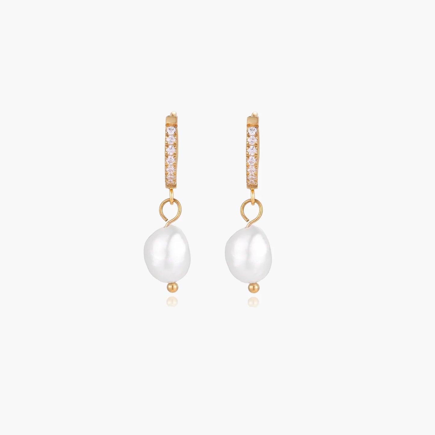Lola Freshwater Pearl  18K Gold / Stainless Drop Hoops