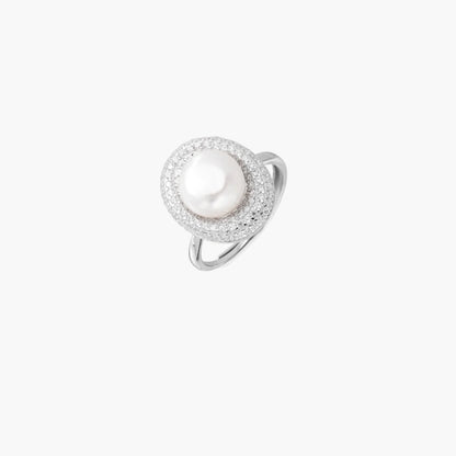 Luminous Freshwater Pearl  and 925e Sterling Silver Constellation Ring