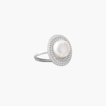 Luminous Freshwater Pearl  and 925e Sterling Silver Constellation Ring
