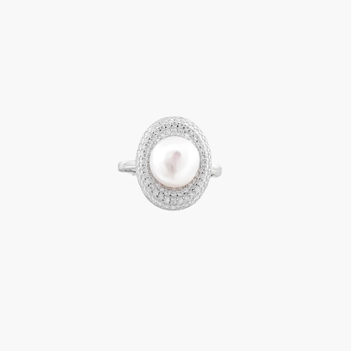 Luminous Freshwater Pearl  and 925e Sterling Silver Constellation Ring