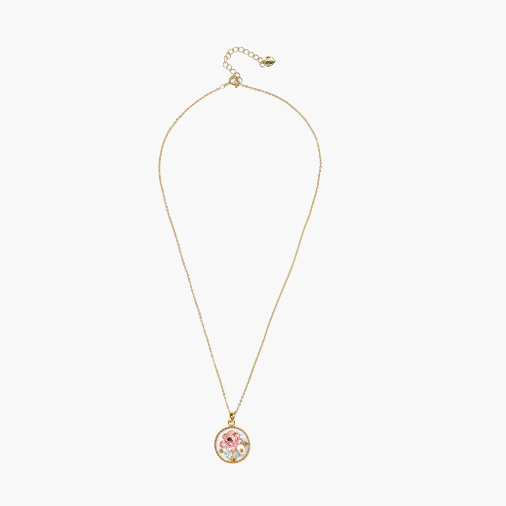 18K Gold  and Luminous Freshwater Pearl Rose Garden Dreams Necklace