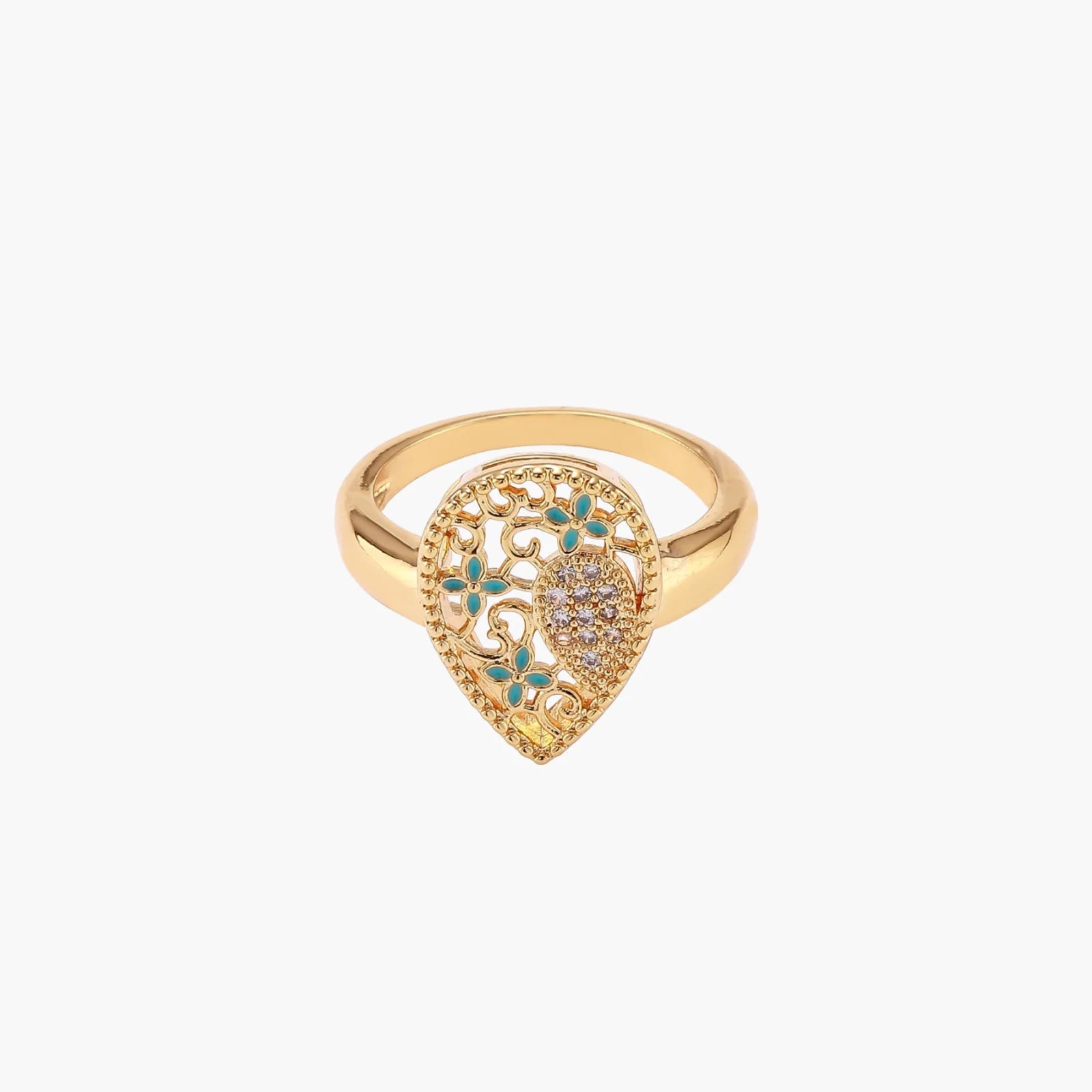 Hand-crafted filigree blooms in 18K gold Ring