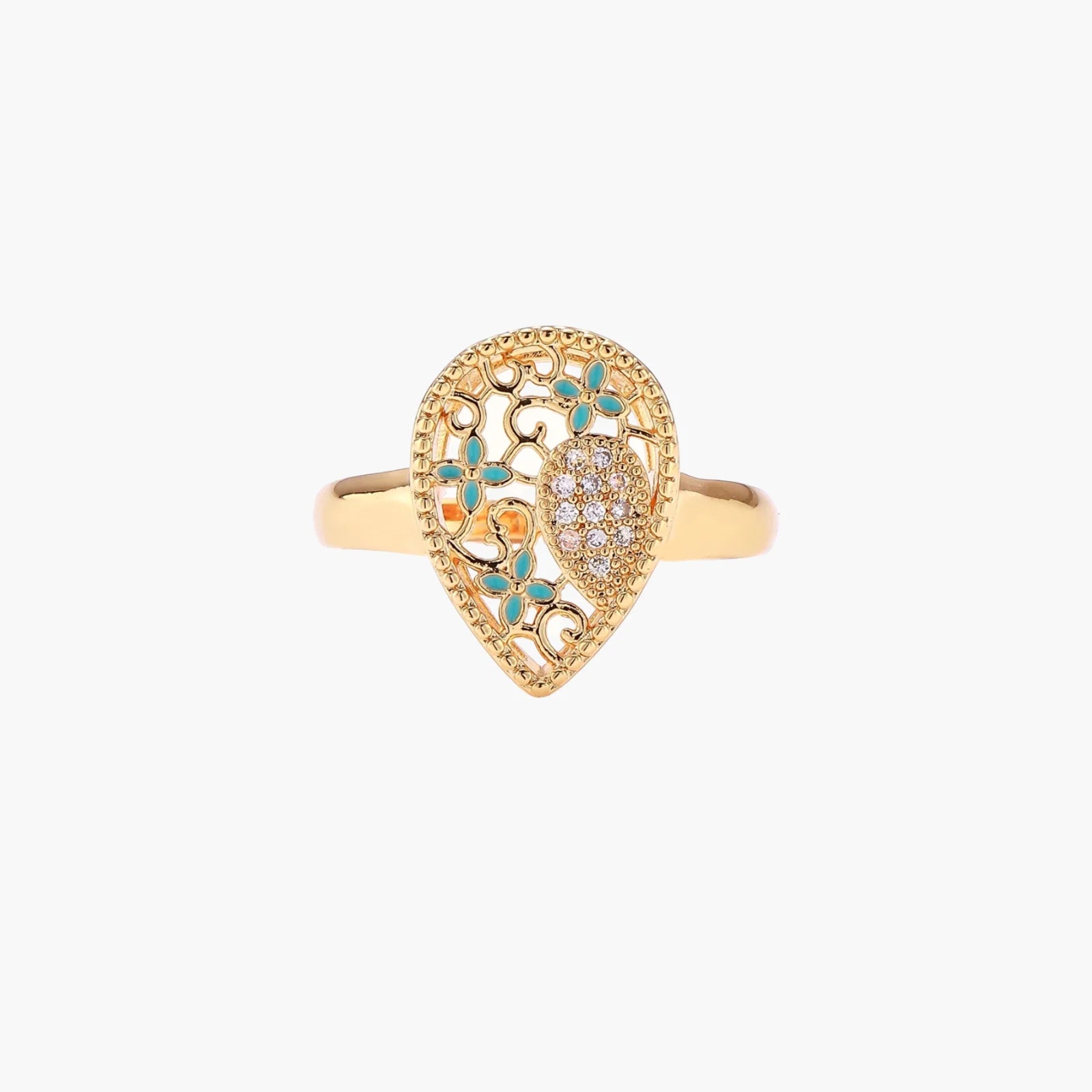 Hand-crafted filigree blooms in 18K gold Ring
