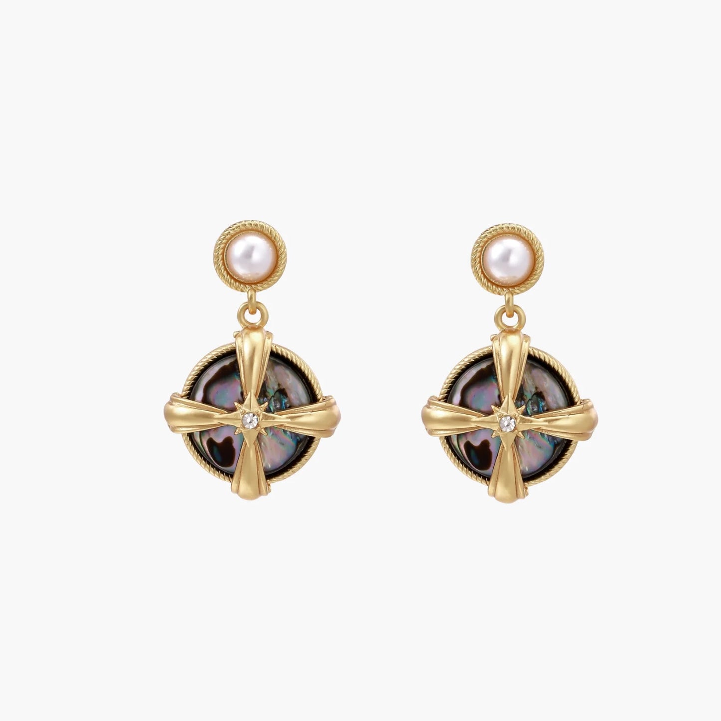 Pearl Abalone Cross Drops