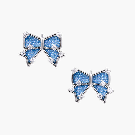 Denim Dreams Bow Earrings