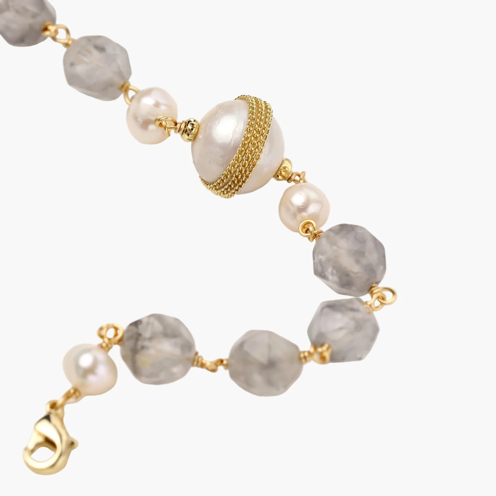 14K Baroque Pearl Crystal Bracelet