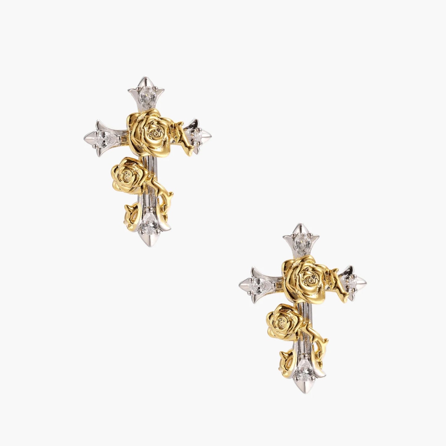 Divine Rose Cross Earrings