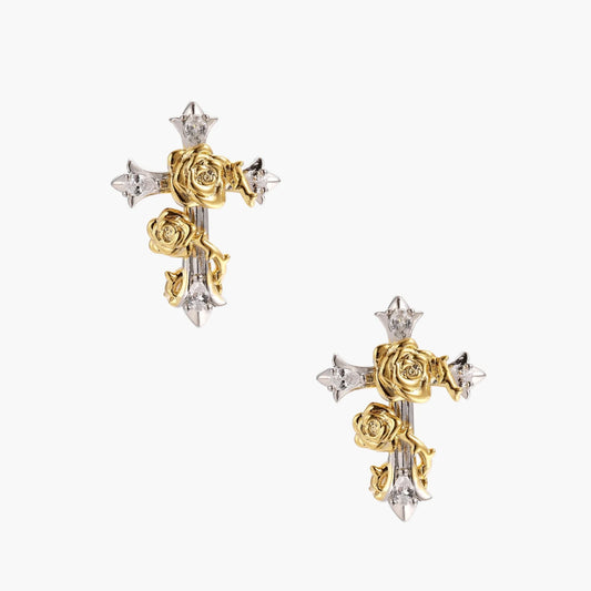 Divine Rose Cross Earrings