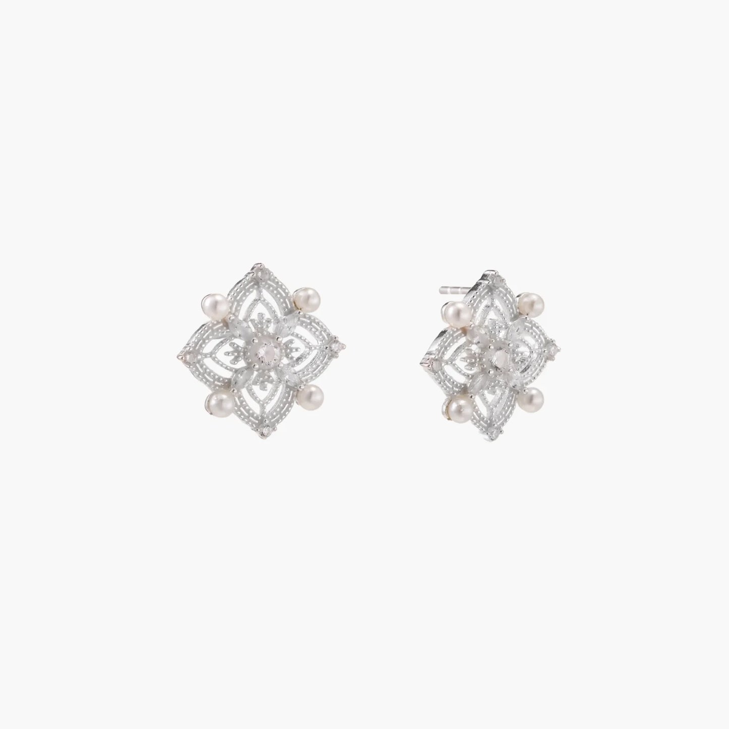 Celestial Pearl Cross Studs