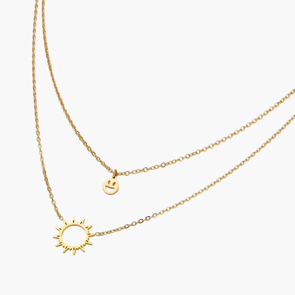 Sunshine Smiley Layered Necklace
