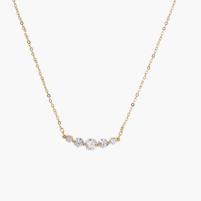 Graduated CZ Five Stone 14K Golden Arc Necklace