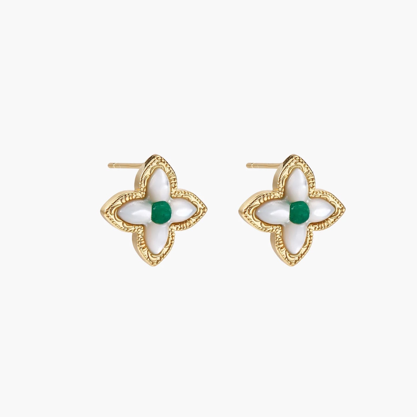 Lucky Clover Pearl Studs