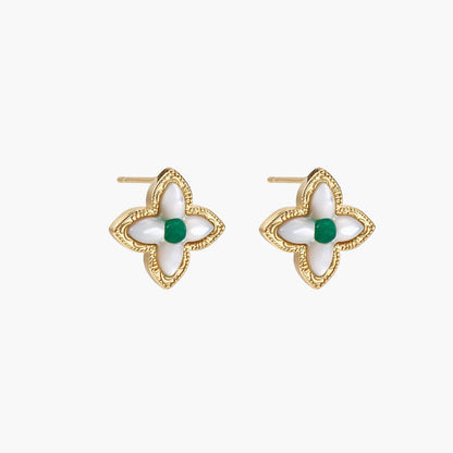 Lucky Clover Pearl Studs
