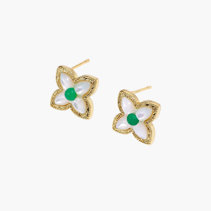 Lucky Clover Pearl Studs