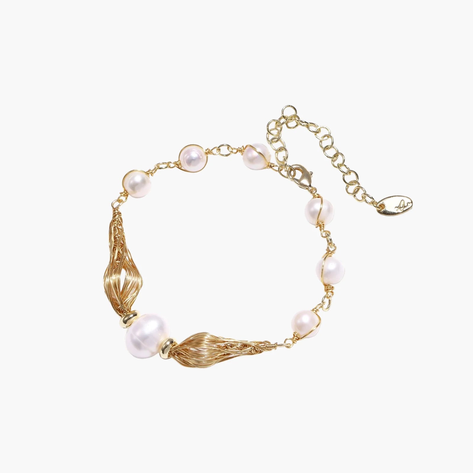 Golden Spiral Pearl Bracelet