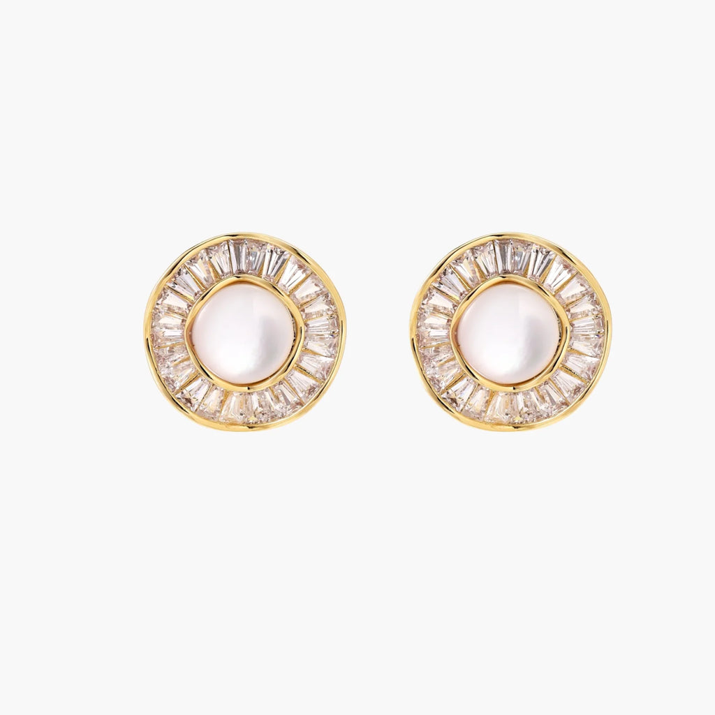 Sunburst Freshwater Pearl Stud Earrings- Silver or Gold