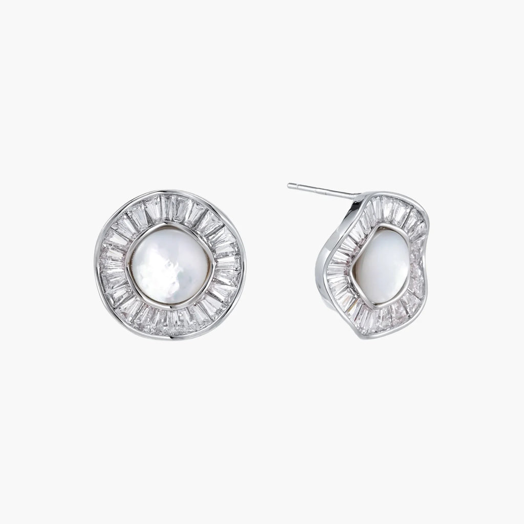 Sunburst Freshwater Pearl Stud Earrings- Silver or Gold