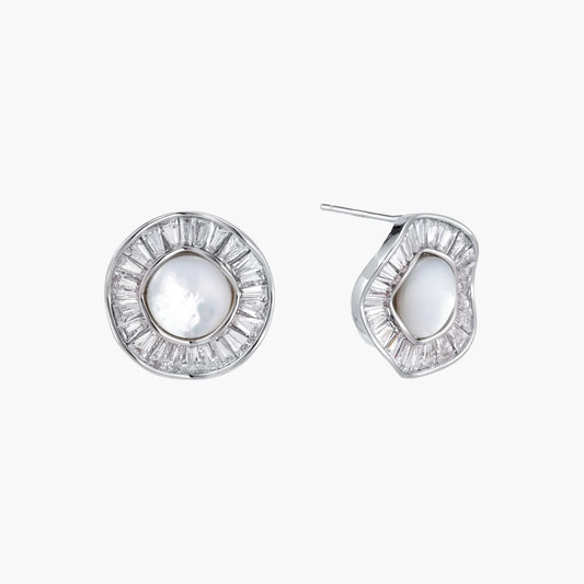Sunburst Freshwater Pearl Stud Earrings- Silver or Gold