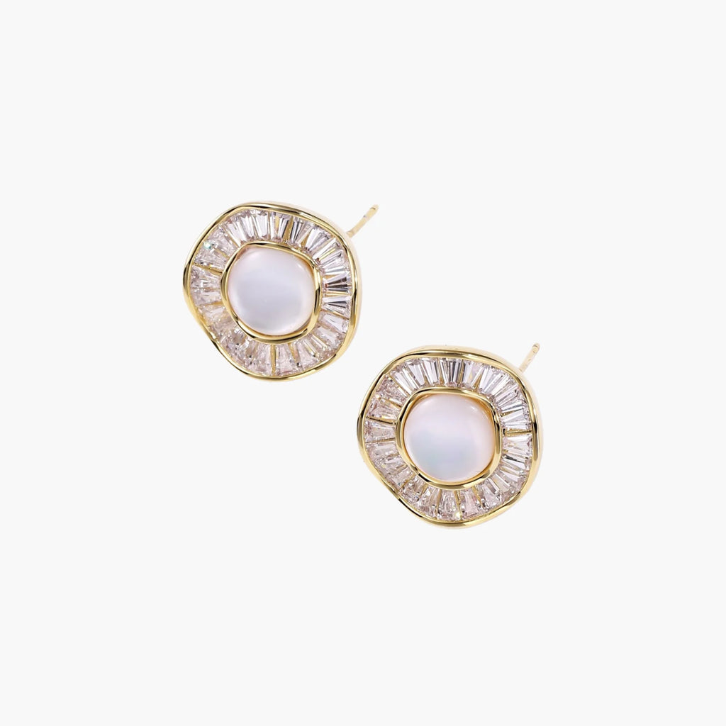 Sunburst Freshwater Pearl Stud Earrings- Silver or Gold