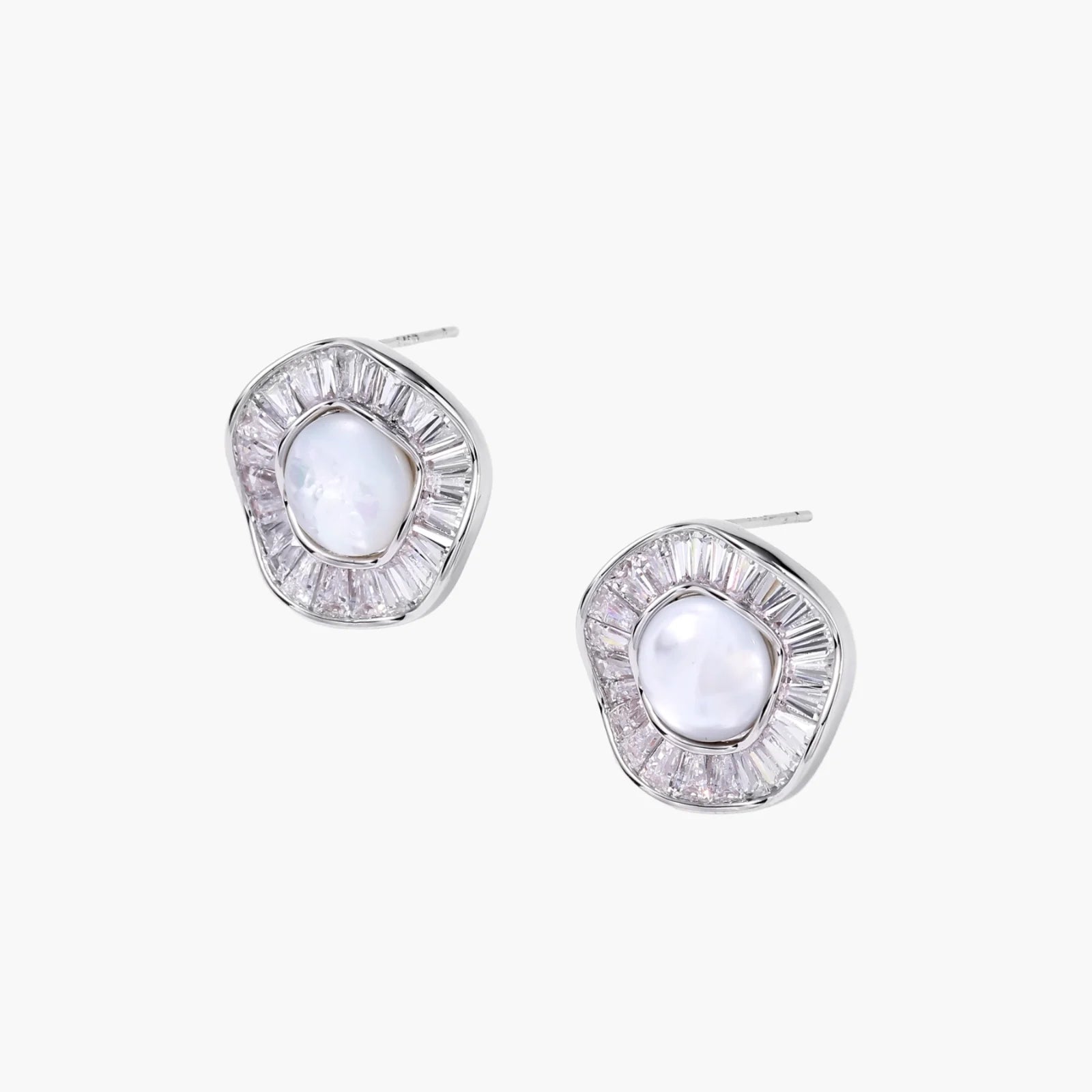 Sunburst Freshwater Pearl Stud Earrings- Silver or Gold
