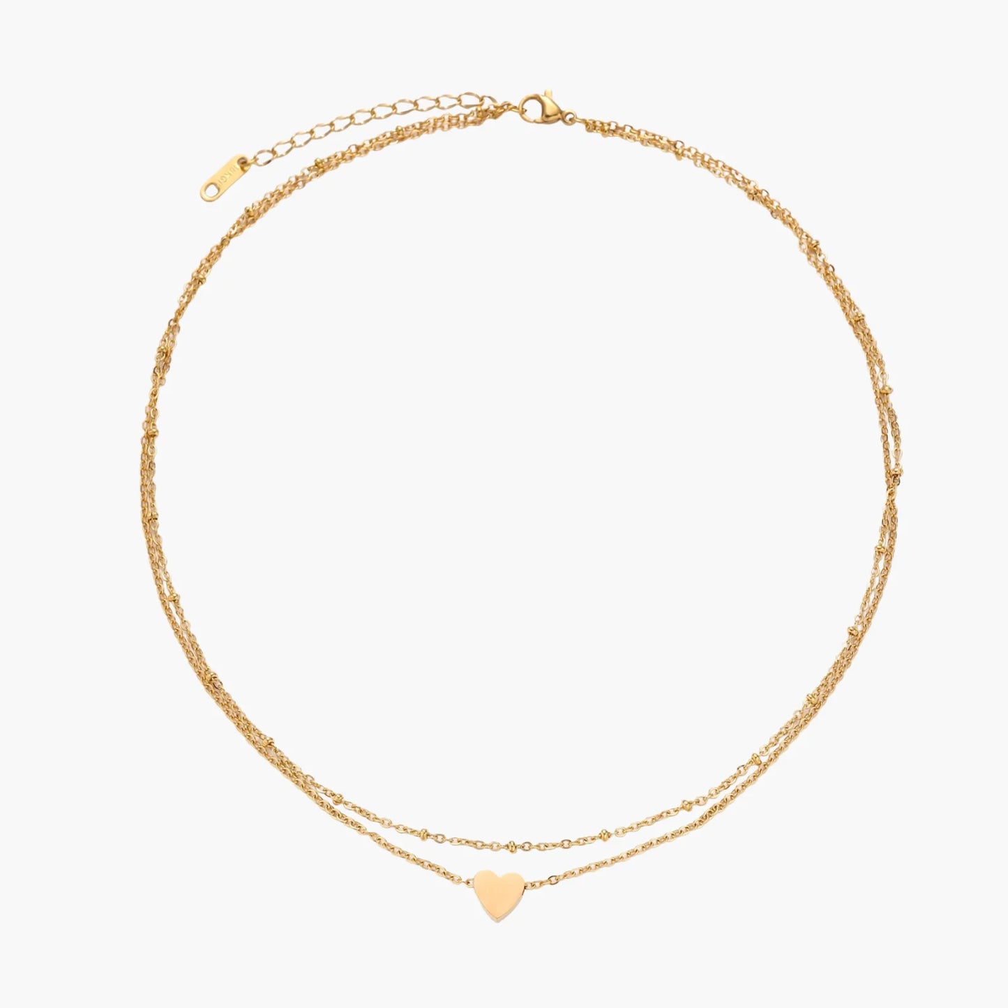 18K Gold Stainless Steel Layered Heart Necklace