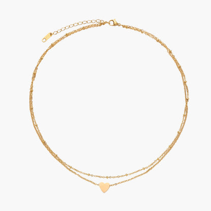 18K Gold Stainless Steel Layered Heart Necklace