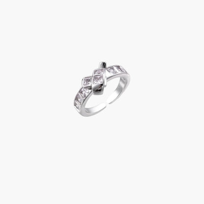 Modern White Gold and CZ Ring