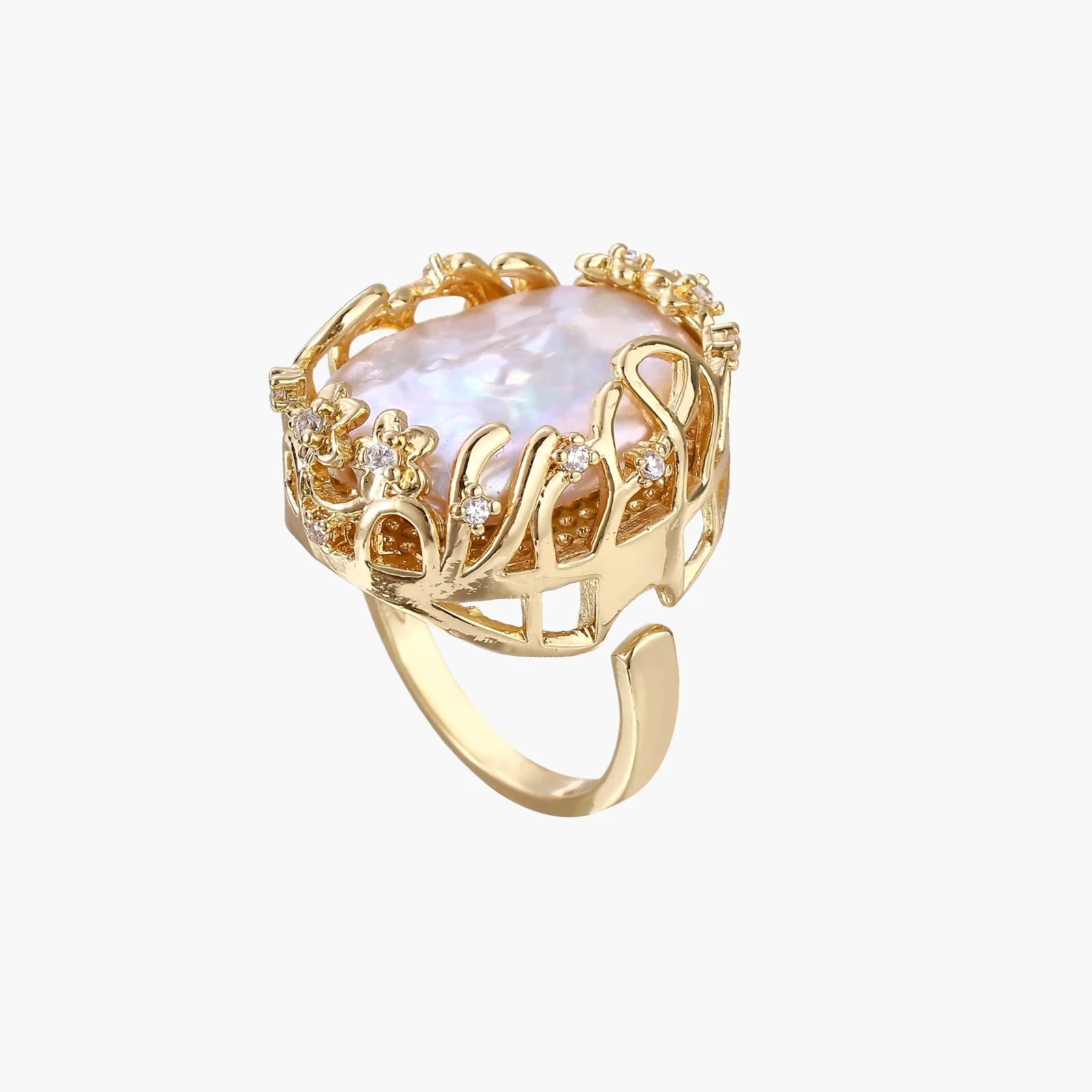Baroque Pearl Crown Ring