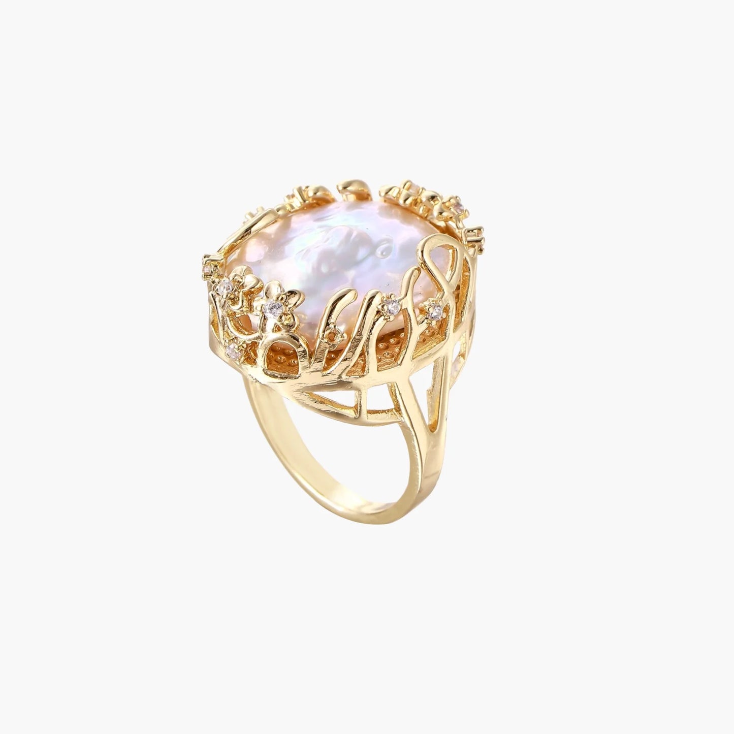 Baroque Pearl Crown Ring
