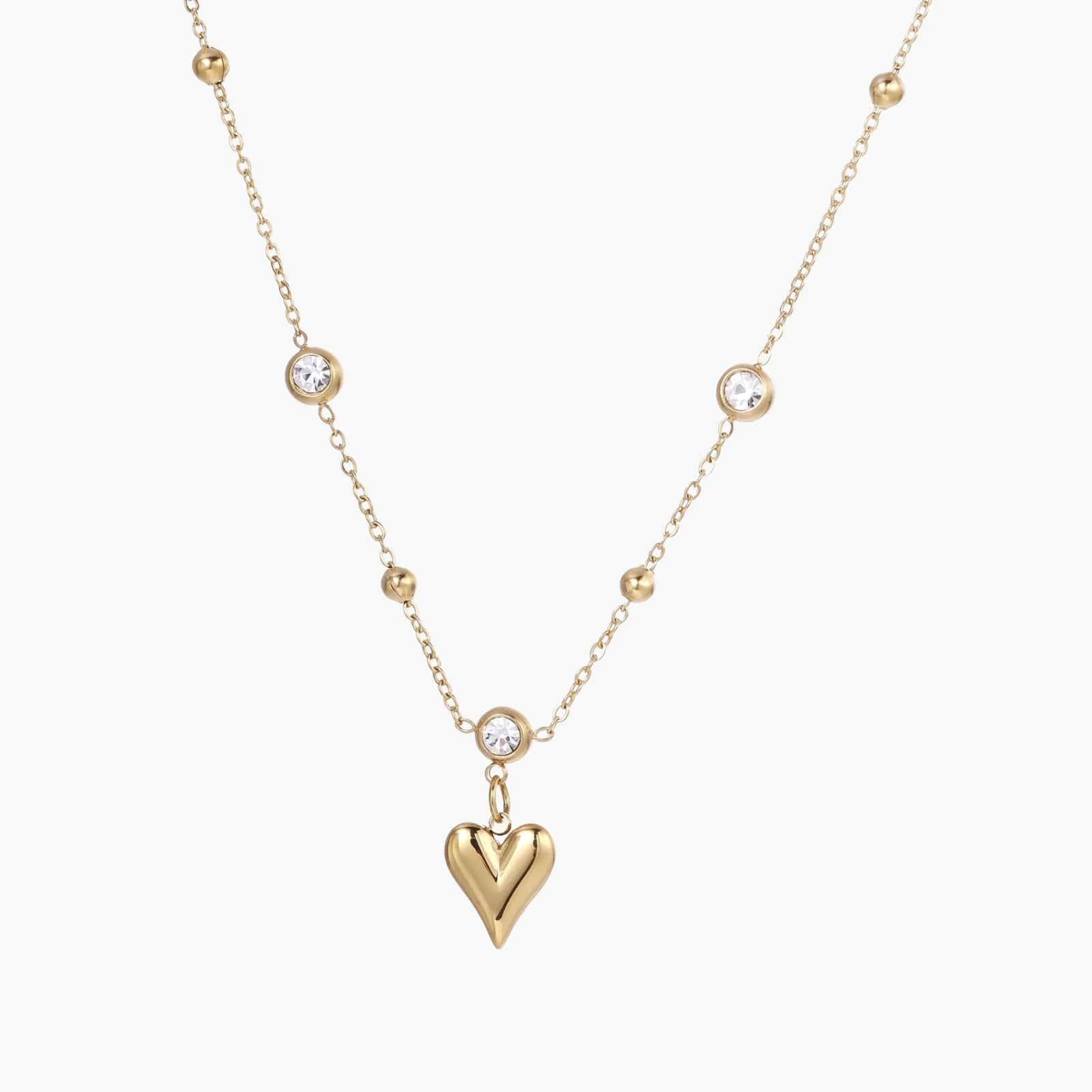 Crystal Heart Charm Necklace