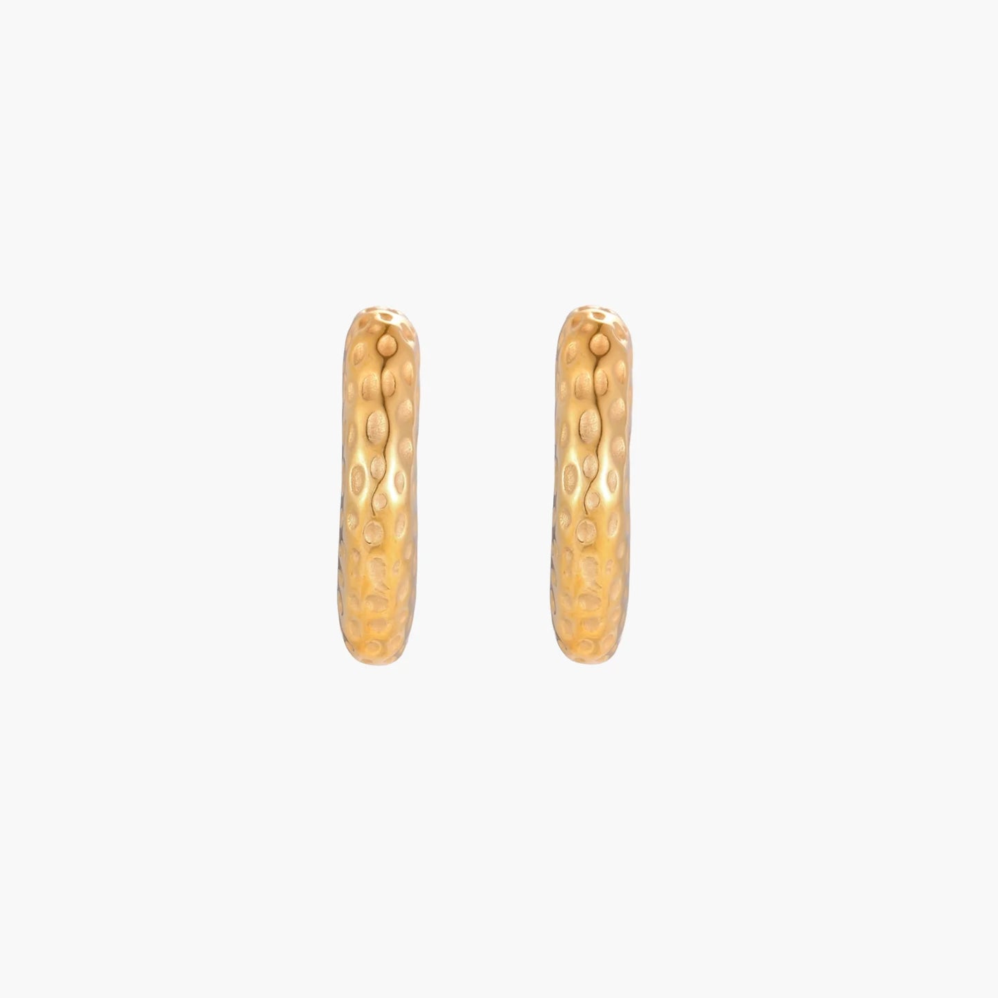 Hand-textured 14K Gold and Steel Dimpled Glow Hoops