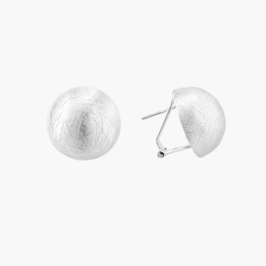 Brushed Silver Dome Earrings