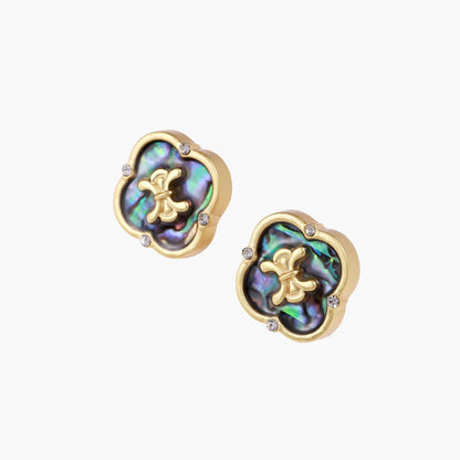 French Inspired Mystic Shell Quatrefoil Studs