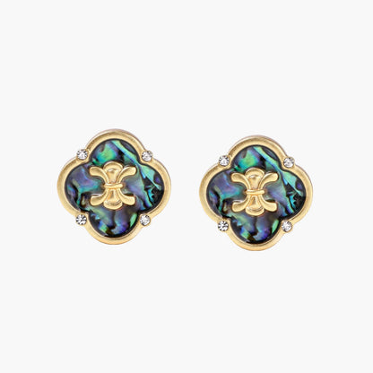 French Inspired Mystic Shell Quatrefoil Studs