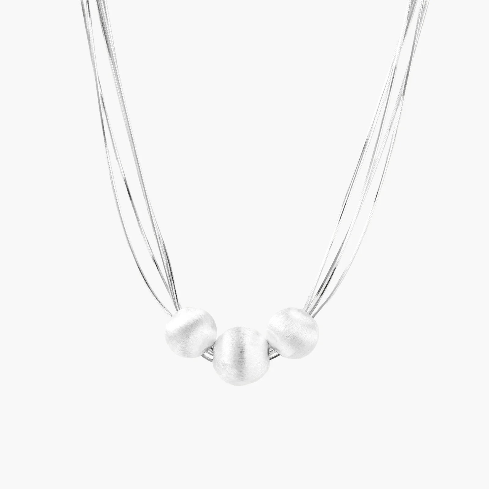 Paulina Sterling Silver Beads Delicate Layers Necklace