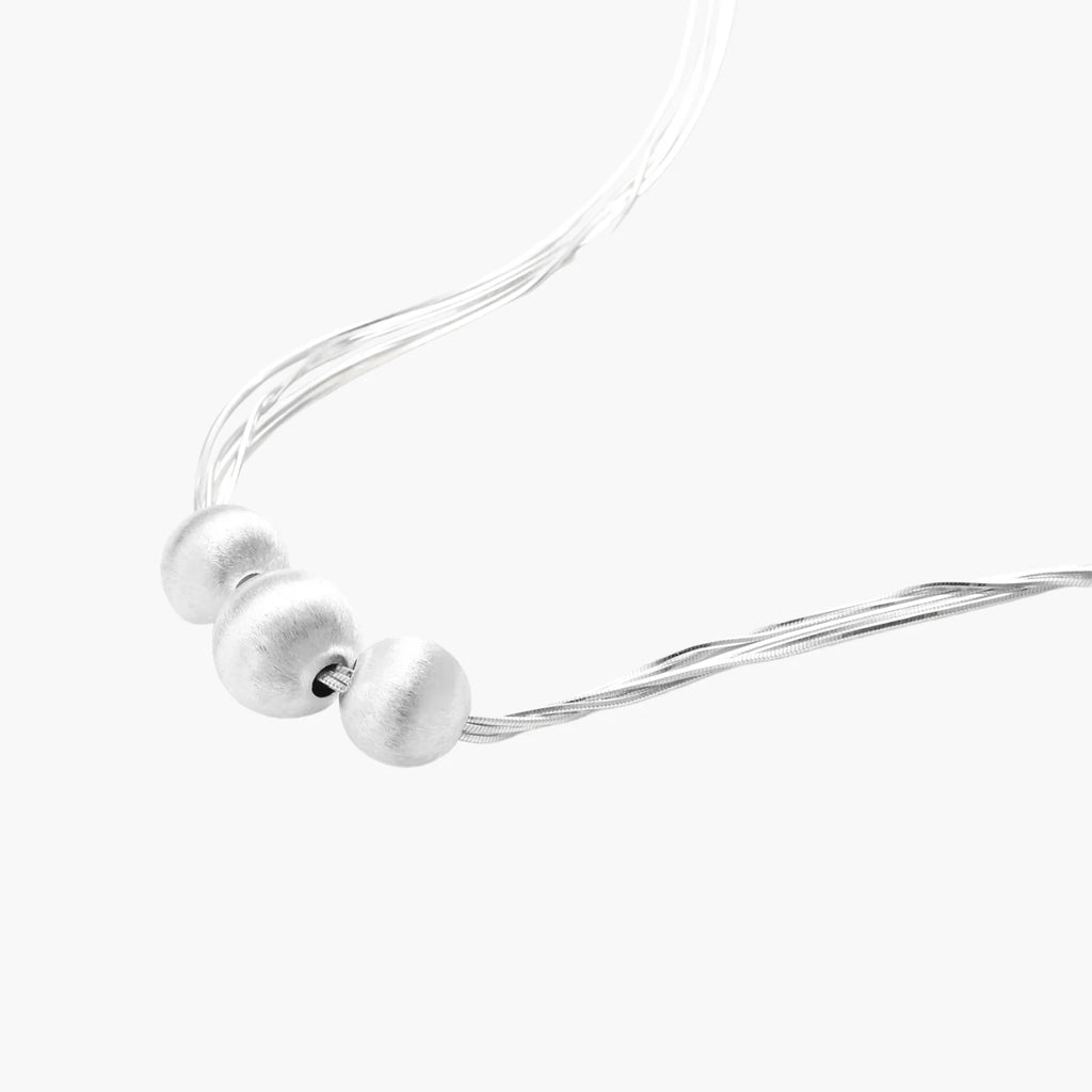 Paulina Sterling Silver Beads Delicate Layers Necklace