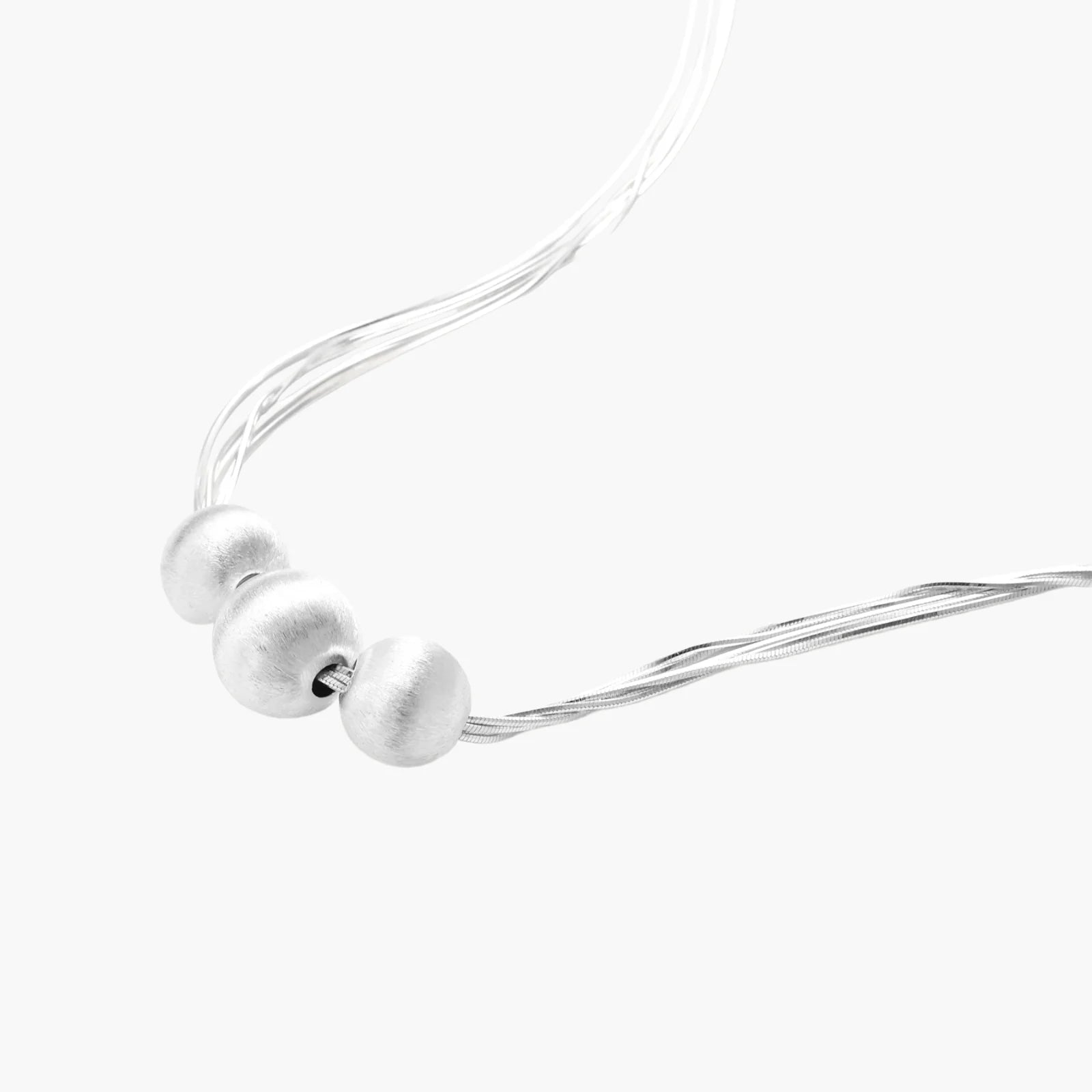 Paulina Sterling Silver Beads Delicate Layers Necklace