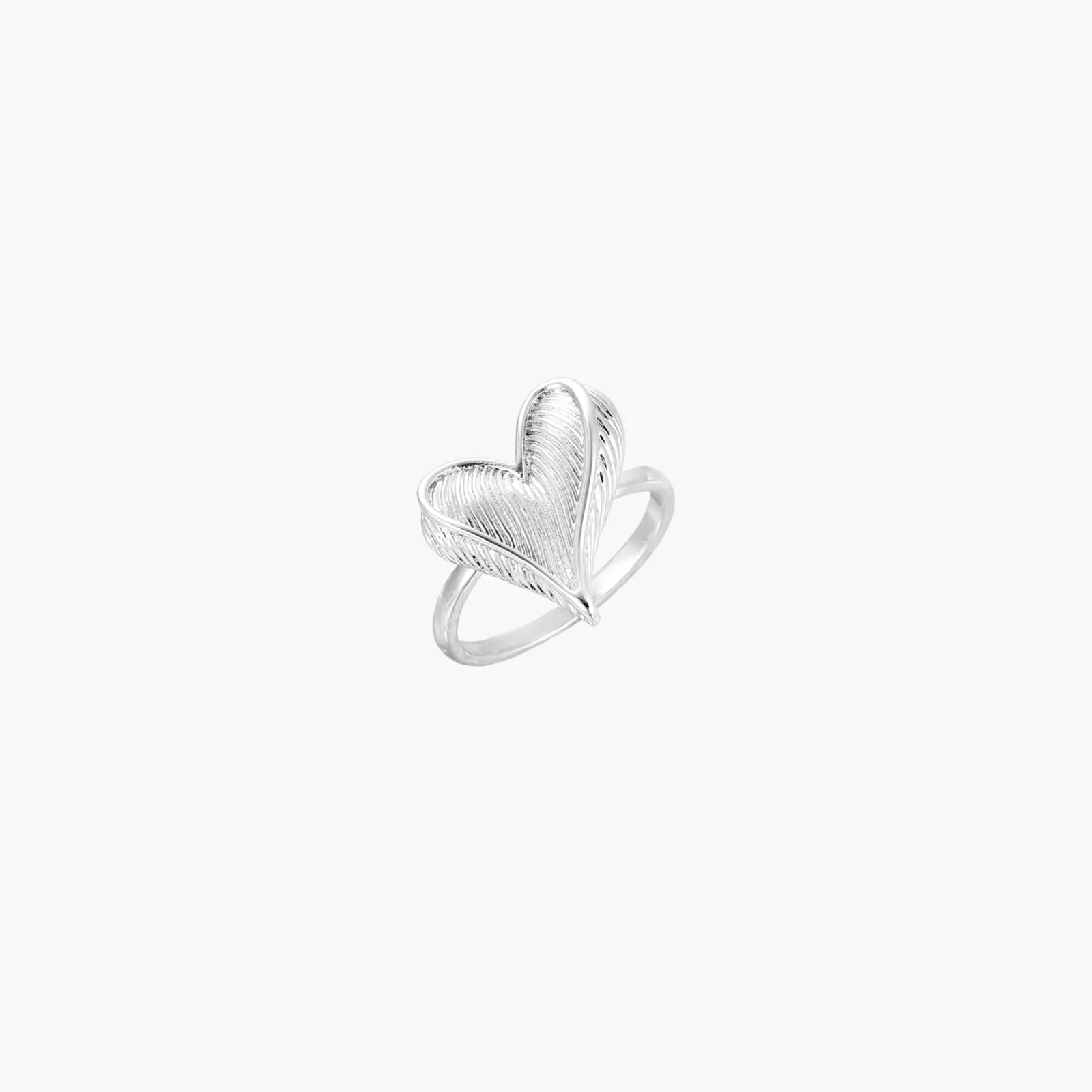 Sculpted White Gold Silver Heart Ring